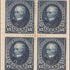 15c dark blue Clay block of four