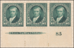 $5 dark green Marshall strip of three