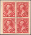 2c carmine Washington block of four