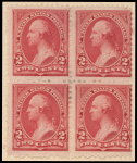 2c carmine Washington block of four
