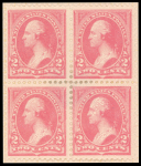 2c pink Washington block of four