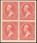 2c carmine Washington block of four