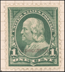 1c deep green Franklin specimen single