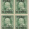 1c deep green Franklin block of four