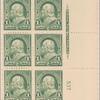 1c deep green Franklin block of six