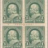 1c deep green Franklin block of four