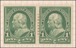1c deep green Franklin pair