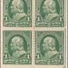 1c deep green Franklin block of four