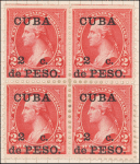 2c red Washington block of four