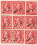 2c red Washington block of nine