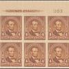 4c orange brown Lincoln block of six