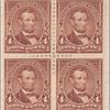 4c rose brown Lincoln block of four