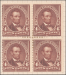 4c rose brown Lincoln block of four