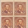 4c orange brown Lincoln block of four
