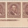 4c rose brown Lincoln strip of three