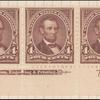 4c rose brown Lincoln strip of three