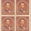 4c orange brown Lincoln block of four