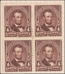 4c lilac brown Lincoln block of four