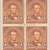 4c orange brown Lincoln block of four