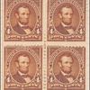 4c orange brown Lincoln block of four