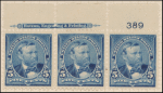 5c dark blue Grant strip of three