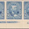 5c dark blue Grant strip of three