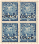 5c dark blue Grant block of four