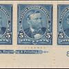 5c dark blue Grant strip of three