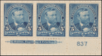 5c dark blue Grant strip of three