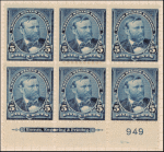 5c dark blue Grant block of six