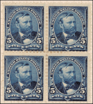 5c dark blue Grant block of four