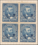 5c dark blue Grant block of four