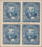 5c dark blue Grant block of four