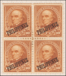 10 orange brown Webster block of four