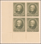 15c olive green Clay block of four