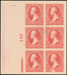 2c carmine Washington block of six