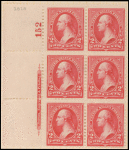 2c carmine Washington block of six