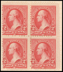 2c carmine Washington block of four