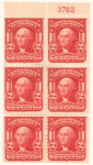 2c carmine Washington booklet pane of six