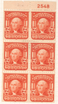 2c scarlet Washington booklet pane of six