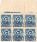 5c blue Lincoln block of six