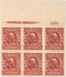 6c claret Garfield block of six