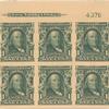 1c blue green Franklin block of six