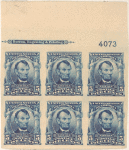 5c blue Lincoln block of six