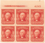 2c carmine Washington block of six