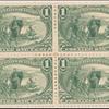 1c dark yellow green Jacques Marquette on the Mississippi block of four