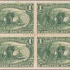 1c dark yellow green Jacques Marquette on the Mississippi block of four