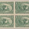 1c dark yellow green Jacques Marquette on the Mississippi block of four