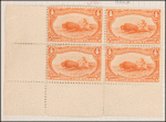 4c orange Indian Hunting Buffalo block of four