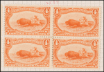 4c orange Indian Hunting Buffalo block of four